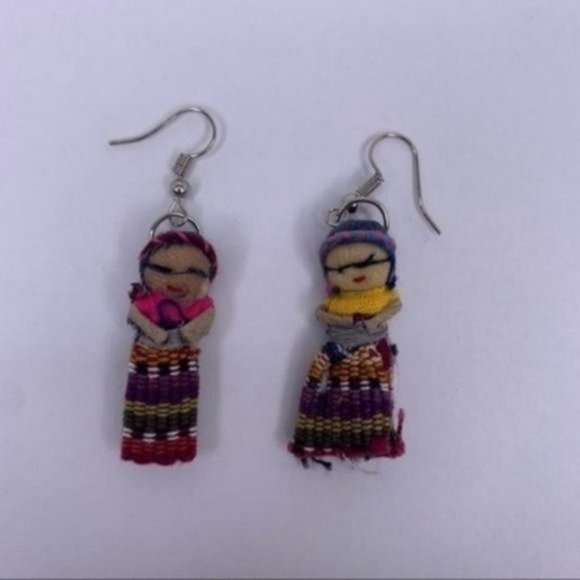 New Mexican Handcrafted Mini Doll Earrings - Picture 1 of 2